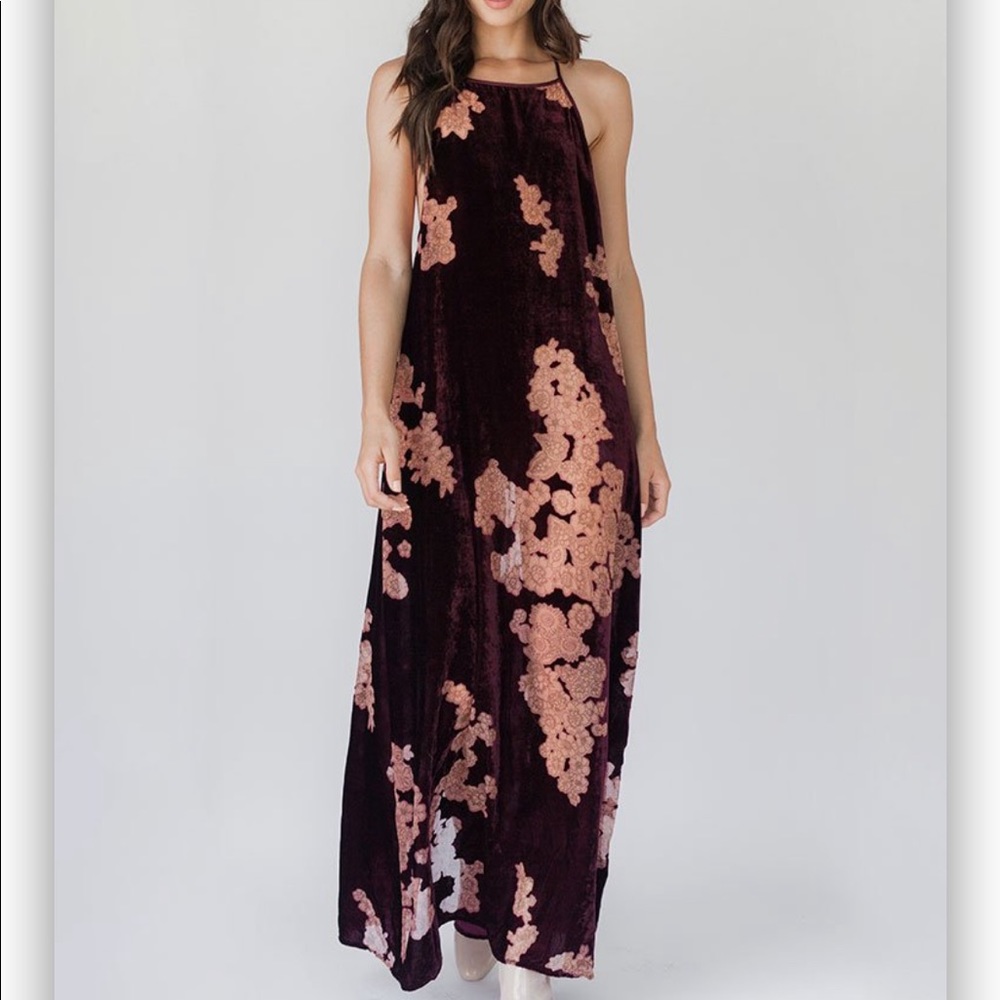 Band of Gypsies Parker Velvet Floral Maxi Dress